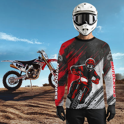 Red and Black Motocross Racing Jersey for Women Kid Men Dirt Bike Off road Shirt XM474