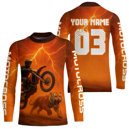 Flaming Tiger Motocross Jersey Custom Tiger Dirt Bike Shirts for Men Kid Women XM405