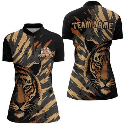 Tiger Bowling Shirts for Team Women Men Custom Tiger Bowling Polo & 1/4 Zip Shirt MBL183