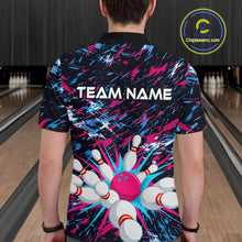 Load image into Gallery viewer, Pink and Purple Bowling Shirts for Team Women Men Bowling Polo and 1/4 Zip Shirt MBL229