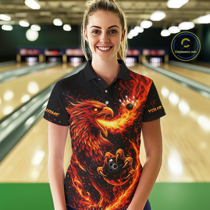 Flaming Eagle Bowling Shirts for Team Women Men Bowling Polo & 1/4 Zip Shirt Custom MBL243