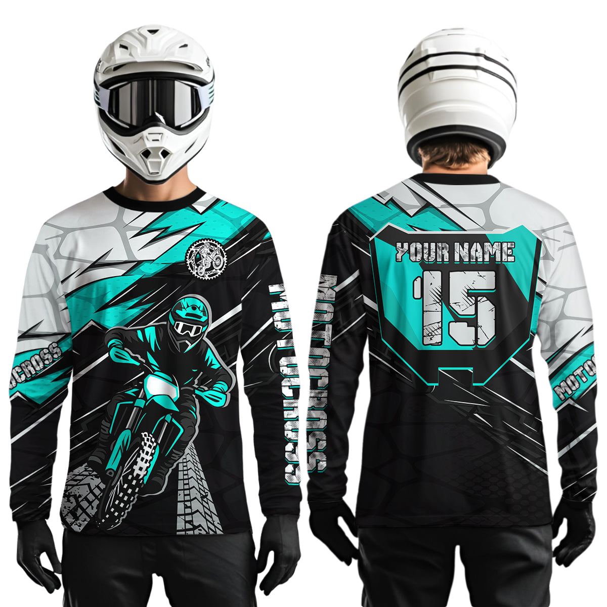 Turquoise Motocross Jersey Custom Dirt Bike Shirts for Men Kid Women Motorcycle Shirt XM488