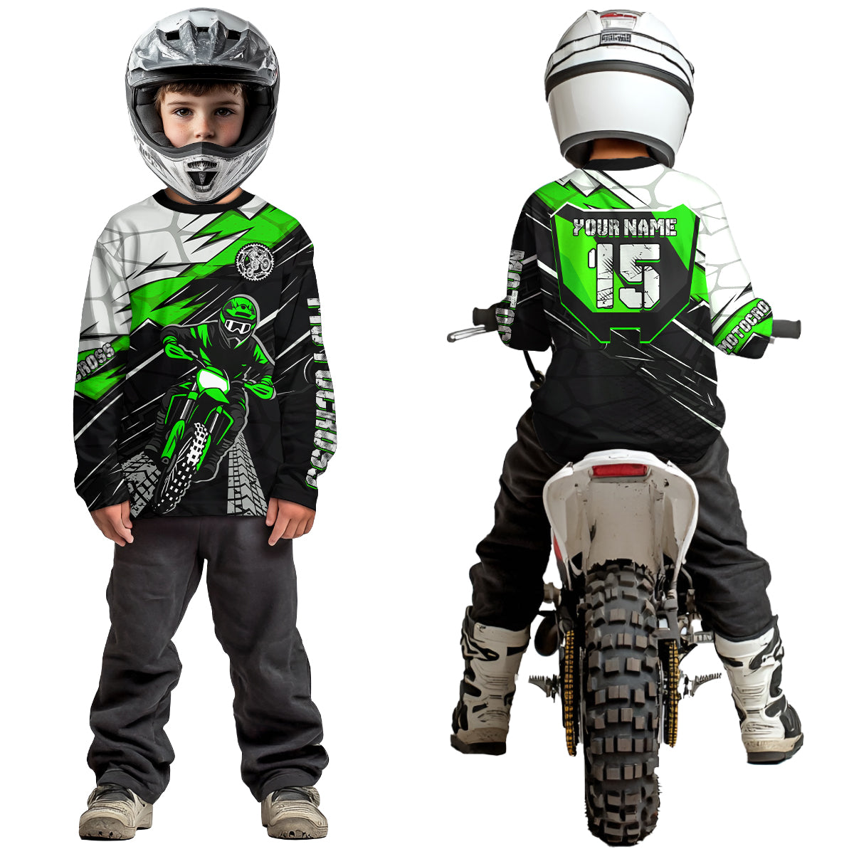 Green Motocross Jersey Custom Dirt Bike Shirts for Men Kid Women Motorcycle Shirt XM488