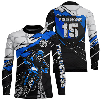 Blue Motocross Jersey Custom Dirt Bike Shirts for Men Kid Women Motorcycle Shirt XM488