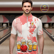 Load image into Gallery viewer, Beer Bowling Shirts Coral Pink for Team Women Men Custom Bowling Polo &amp; 1/4 Zip Shirt MBL245