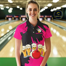 Load image into Gallery viewer, Funny Beer Bowling Shirts Pink for Women Men Team Bowling Polo &amp; 1/4 Zip Shirts MBL251