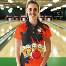Load image into Gallery viewer, Funny Beer Bowling Shirts Orange for Women Men Team Bowling Polo &amp; 1/4 Zip Shirts MBL251