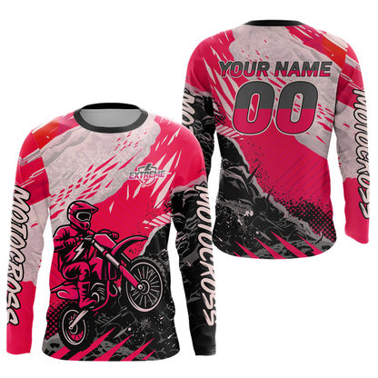 Pink Motocross Jersey Custom Dirt Bike Shirts Men Kid Women Racing Off road Jersey XM416