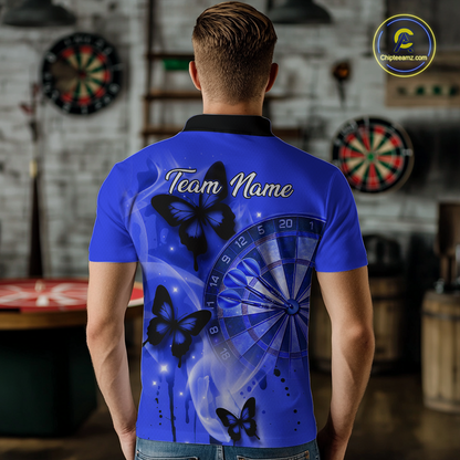 Custom Blue Galaxy Butterflies Darts Shirt for Men Darts Team Jerseys Dartboard Shirt NNT261