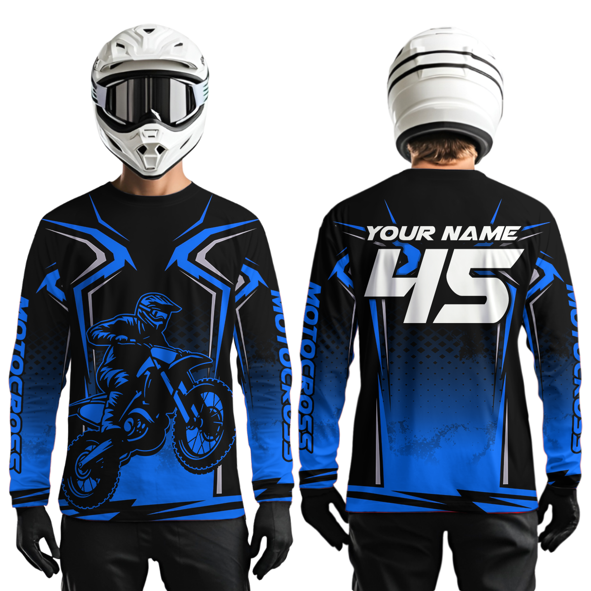 Custom Blue Motocross Racing Jersey Men Women Kid Dirt Bike Shirts Motorcycle Shirt XM442