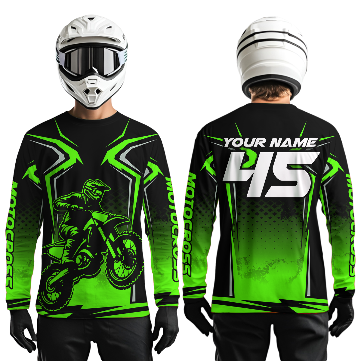 Custom Green Motocross Racing Jersey Men Women Kid Dirt Bike Shirts Motorcycle Shirt XM442
