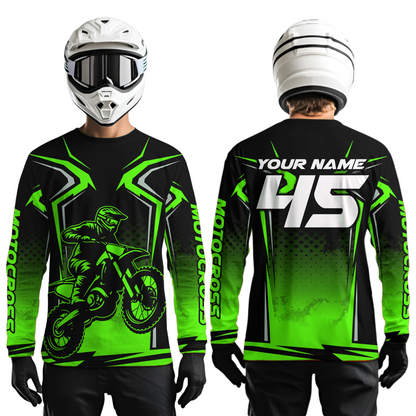 Custom Green Motocross Racing Jersey Men Women Kid Dirt Bike Shirts Motorcycle Shirt XM442