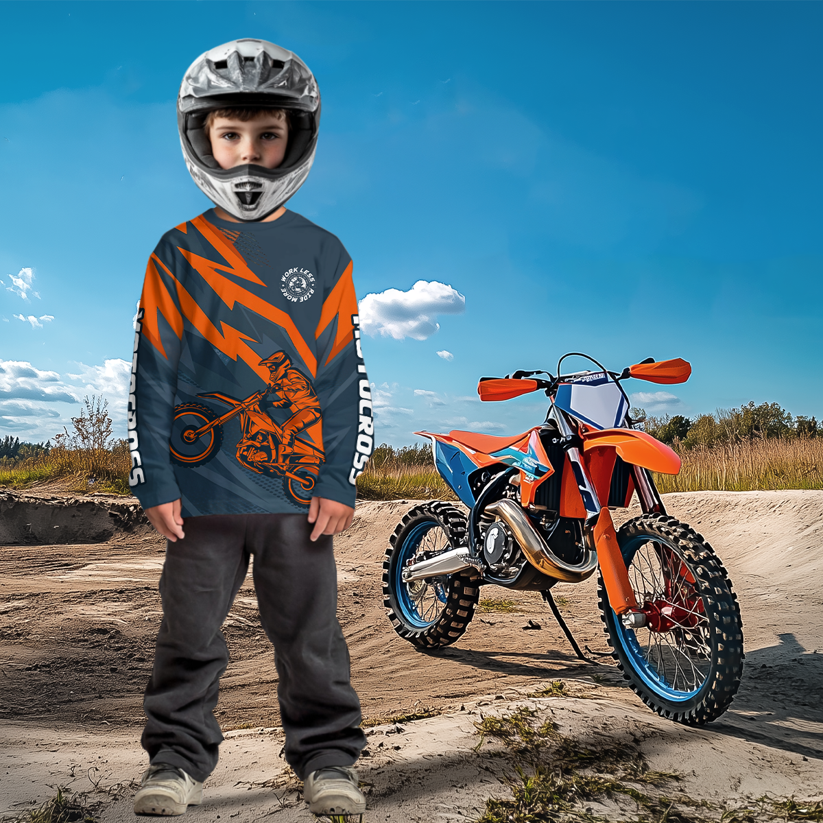 Orange&Blue Motocross Jersey Custom Men Women Kid Dirt Bike Motorcycle Racing Shirt XM450