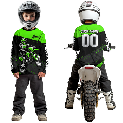 Green Motocross Jersey for Men Women Kid Dirt Bike Shirts Custom Off road Riding Shirt XM463