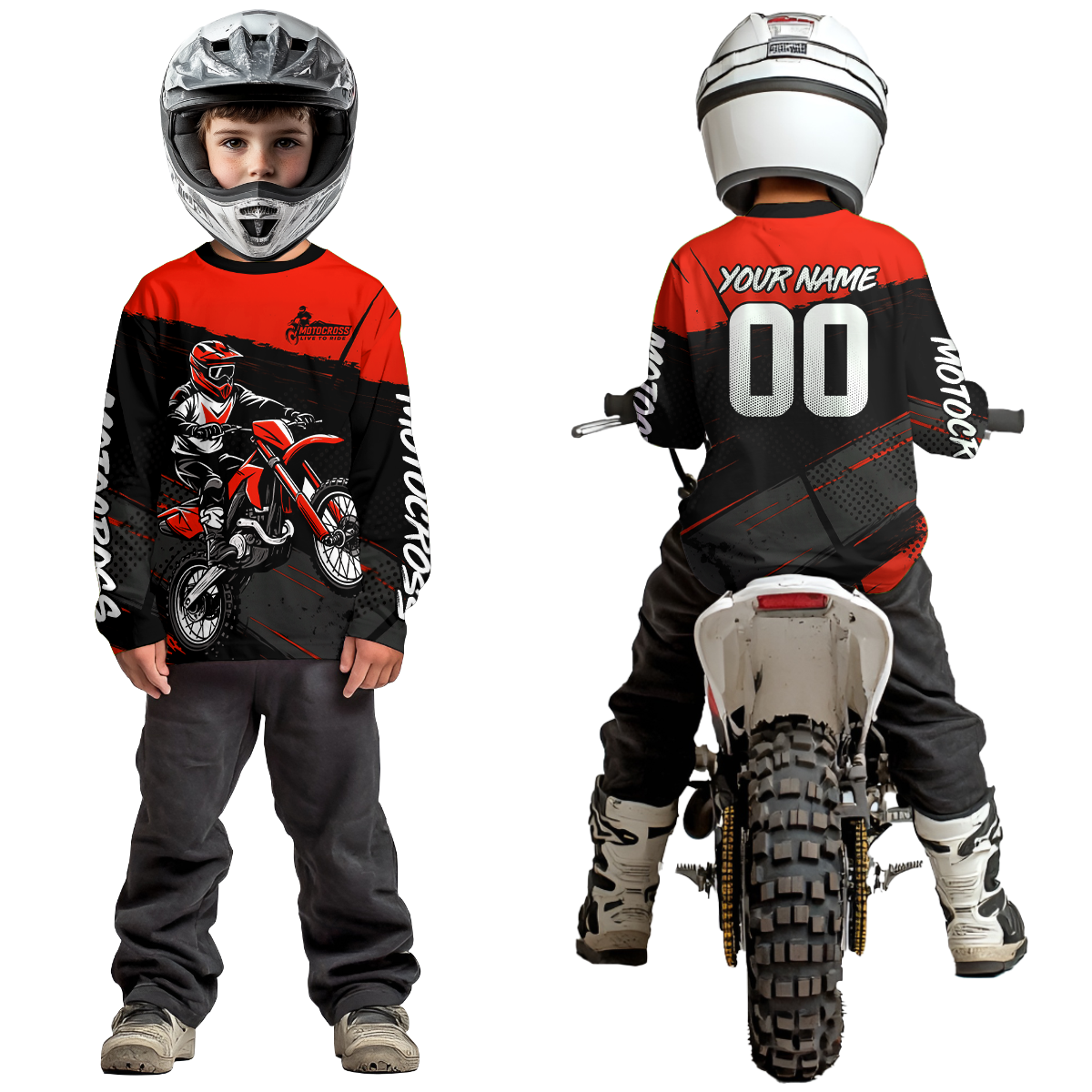 Red Motocross Jersey for Men Women Kid Dirt Bike Shirts Custom Off road Riding Shirt XM463