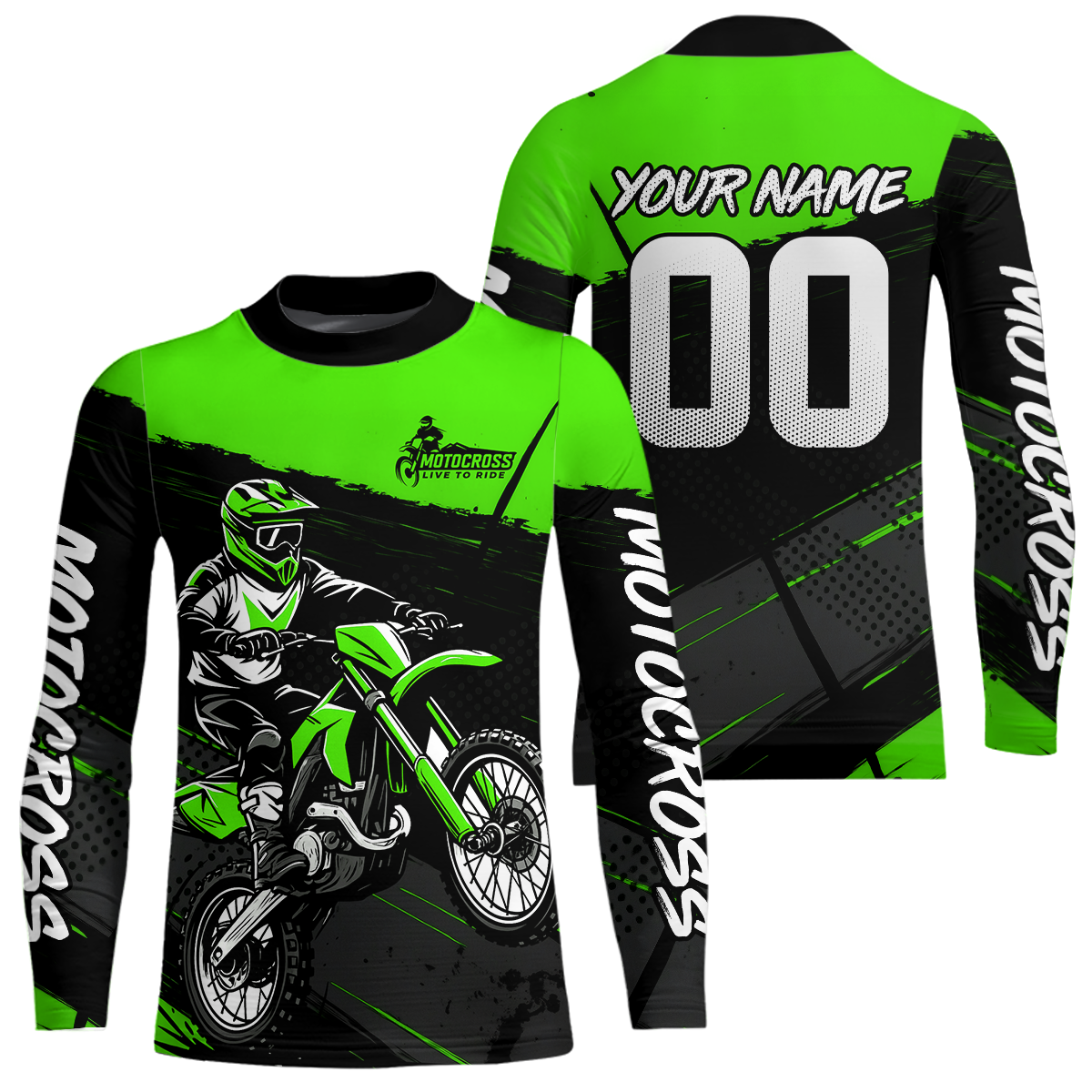 Green Motocross Jersey for Men Women Kid Dirt Bike Shirts Custom Off road Riding Shirt XM463