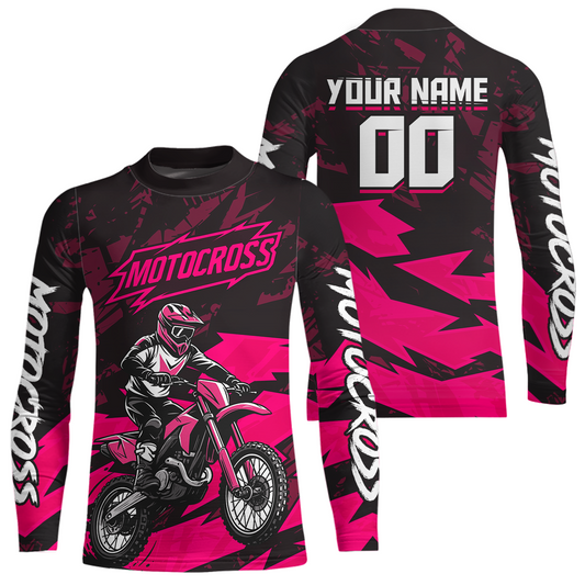 Pink Custom Motocross Racing Jersey Men Women Kid Dirt Bike Shirts Off road Shirt XM468