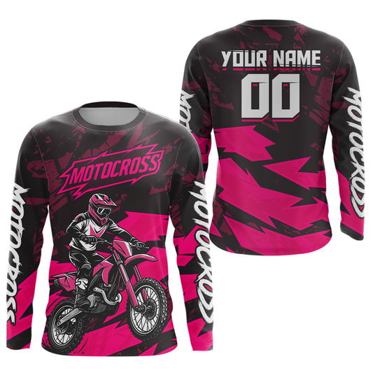 Pink Custom Motocross Racing Jersey Men Women Kid Dirt Bike Shirts Off road Shirt XM468