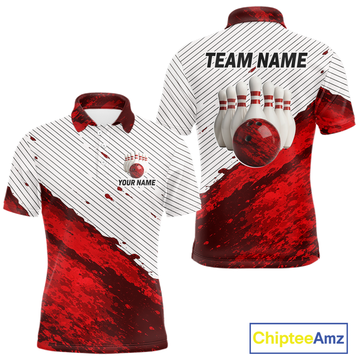 Red Bowling Shirts for Women Men Custom Bowling Jerseys Polo $ 1/4 Zip for Team MBL219