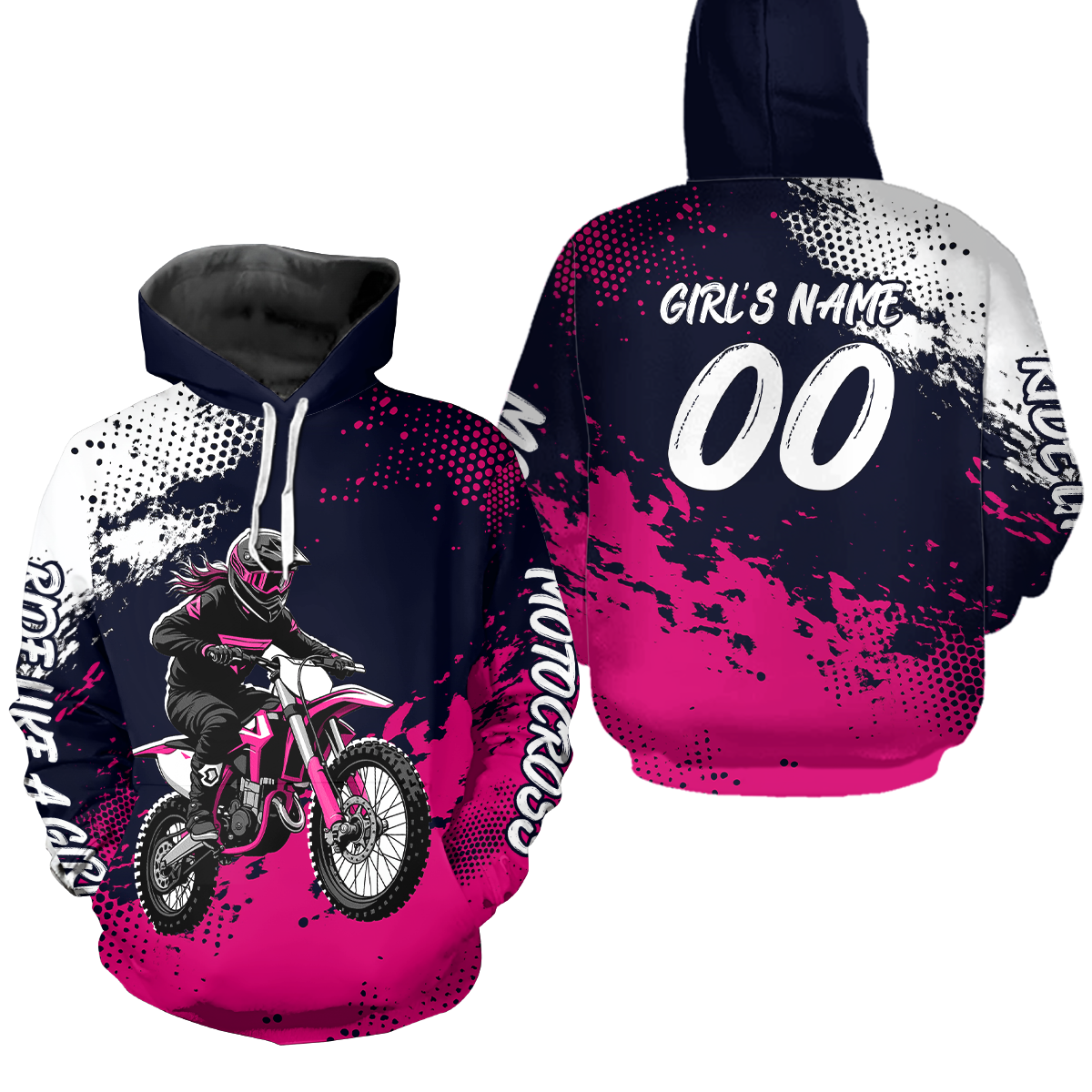 Pink Motocross Hoodie Custom for Women Men Adult Dirt Bike Racing Hoodie Shirt MH477