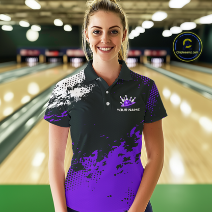 Purple Custom Bowling Shirts for Women Men Bowling Jersey Polo&1/4 Zip Shirt for Team MBL224