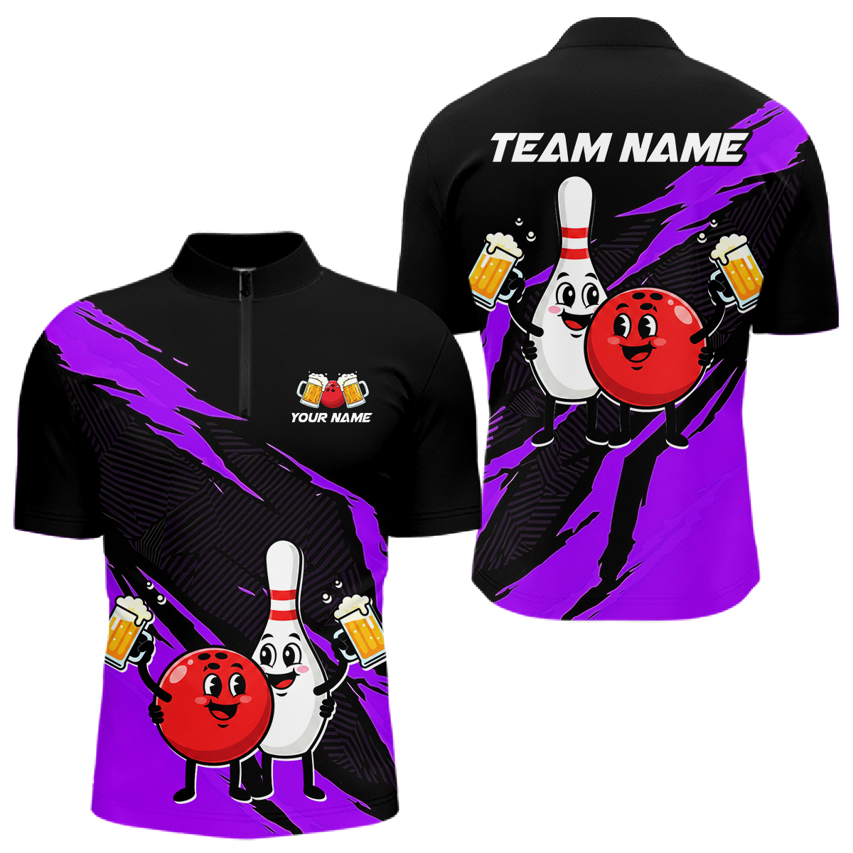 Purple Funny Beer Bowling Shirts Beer Bowling Jersey Team Women Men Bowl League MBL258