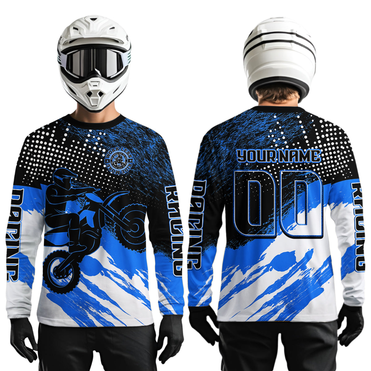 Custom Blue Motocross Racing Jersey for Men Women Kid Dirt Bike Shirts Riding Shirt XM445