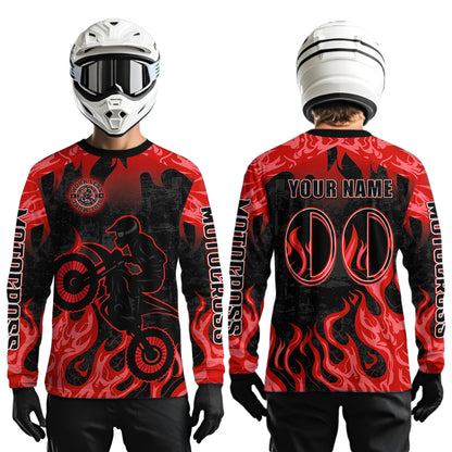 Red Flaming Motocross Racing Jersey Men Women Kid Dirt Bike Shirts Motorcycle Shirt XM447