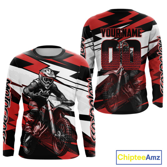 Red and Black Custom Motocross Jersey Men Women Kid Dirt Bike Motorcycle Shirt XM455