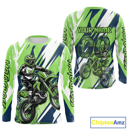 Green Motocross Jersey for Men Women Kid Dirt Bike Shirts Custom Off road Riding Shirt XM466
