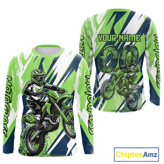 Green Motocross Jersey for Men Women Kid Dirt Bike Shirts Custom Off road Riding Shirt XM466