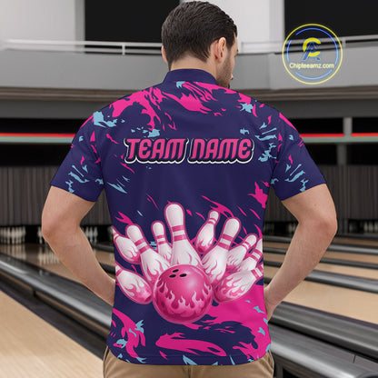 Purple Custom Bowling Shirts for Team Women Men Bowling Jersey Polo&1/4 Zip Shirt MBL225