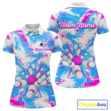 Load image into Gallery viewer, Pink and Blue Bowling Shirts for Team Women Men Bowling Polo and 1/4 Zip Shirt MBL230
