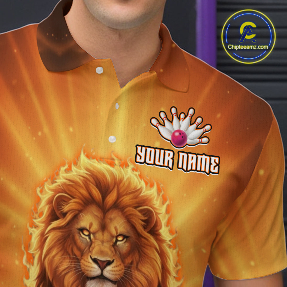 Lion Bowling Shirts for Team Women Men Custom Bowling Jersey Bowl Polo&1/4 Zip MBL236