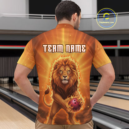 Lion Bowling Shirts for Team Women Men Custom Bowling Jersey Bowl Polo&1/4 Zip MBL236