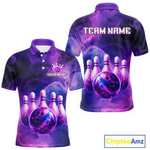 Load image into Gallery viewer, Galaxy Purple Bowling Shirts Yellow for Team Women Men Bowling Polo &amp; 1/4 Zip Shirt MBL246