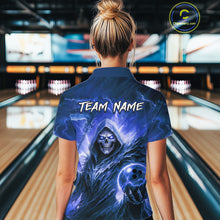 Load image into Gallery viewer, Blue Bowling Shirts for Team Women Men Custom Death Bowling Jersey Bowl League MBL248