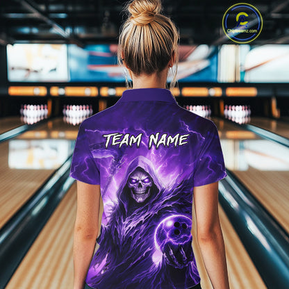Purple Bowling Shirts for Team Women Men Custom Death Bowling Jersey Bowl League MBL248