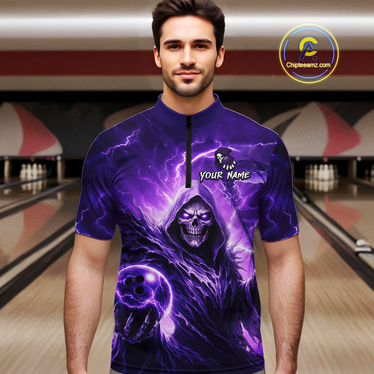 Purple Bowling Shirts for Team Women Men Custom Death Bowling Jersey Bowl League MBL248