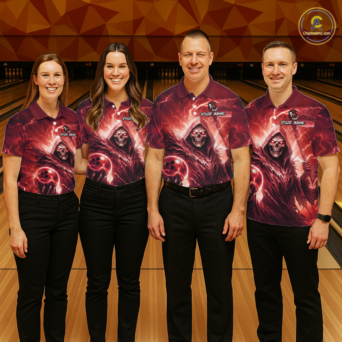 Red Bowling Shirts for Team Women Men Custom Death Bowling Jersey Bowl League MBL248