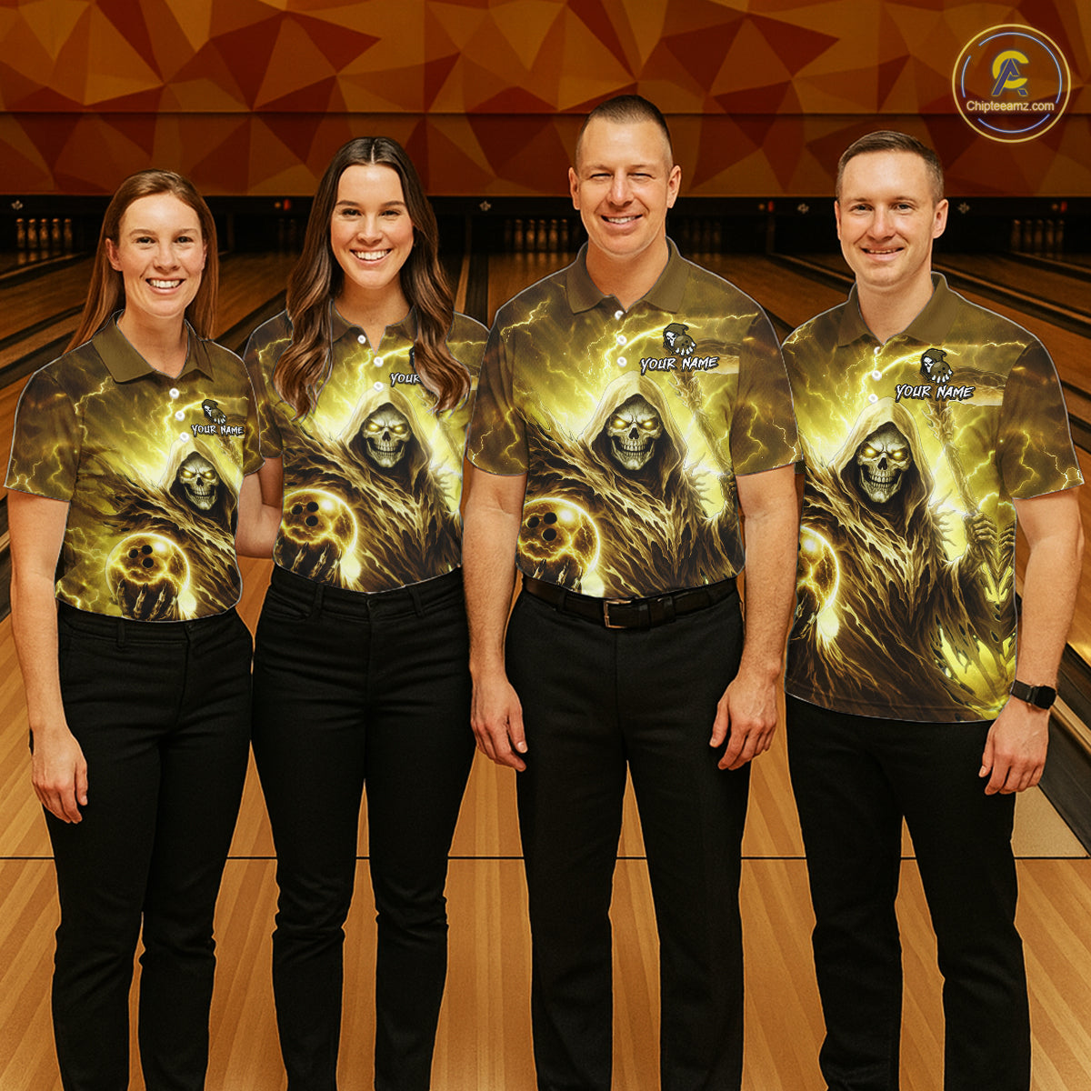 Yellow Bowling Shirts for Team Women Men Custom Death Bowling Jersey Bowl League MBL248