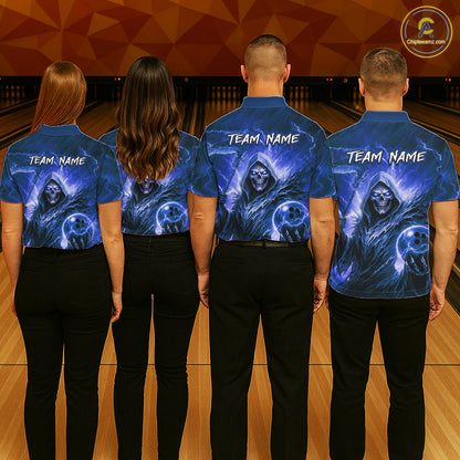 Blue Bowling Shirts for Team Women Men Custom Death Bowling Jersey Bowl League MBL248