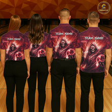 Load image into Gallery viewer, Red Bowling Shirts for Team Women Men Custom Death Bowling Jersey Bowl League MBL248