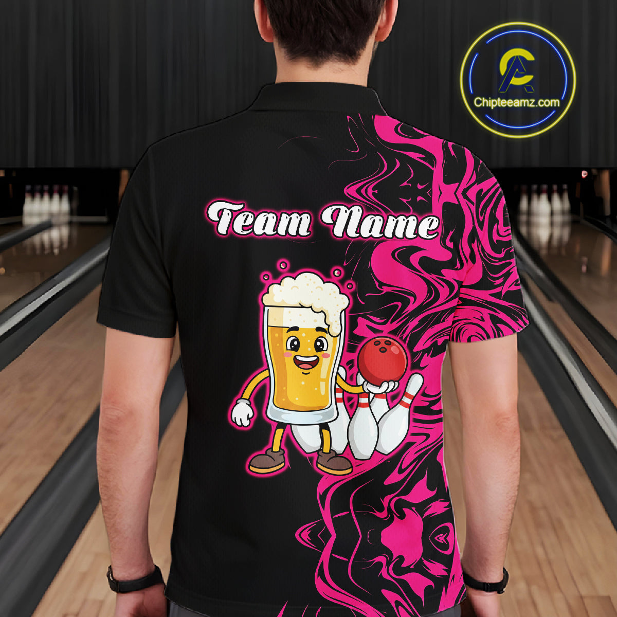 Funny Beer Bowling Shirts Team Women Men Custom Pink Bowling Jersey for Bowler MBL250