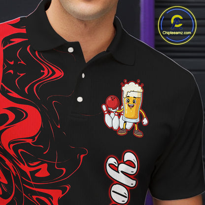 Funny Beer Bowling Shirts Team Women Men Custom Red Bowling Jersey for Bowler MBL250