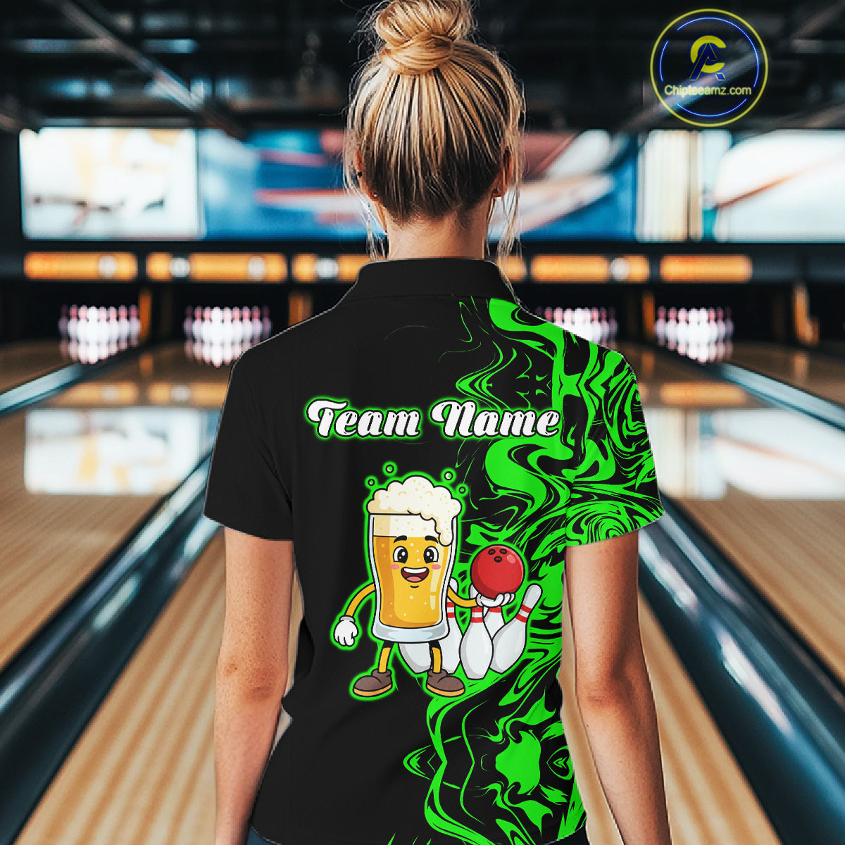 Funny Beer Bowling Shirts Team Women Men Custom Green Bowling Jersey for Bowler MBL250