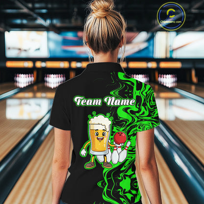 Funny Beer Bowling Shirts Team Women Men Custom Green Bowling Jersey for Bowler MBL250