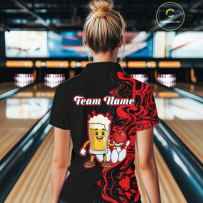 Funny Beer Bowling Shirts Team Women Men Custom Red Bowling Jersey for Bowler MBL250
