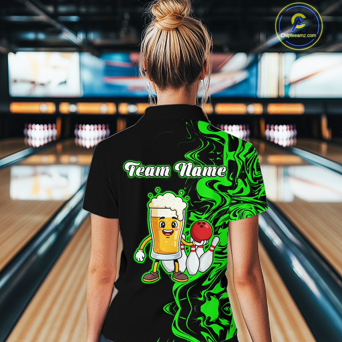 Funny Beer Bowling Shirts Team Women Men Custom Green Bowling Jersey for Bowler MBL250