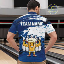 Load image into Gallery viewer, Blue Funny Beer Bowling Shirts for Women Men Team Bowling Polo&amp;1/4 Zip Bowl League MBL253